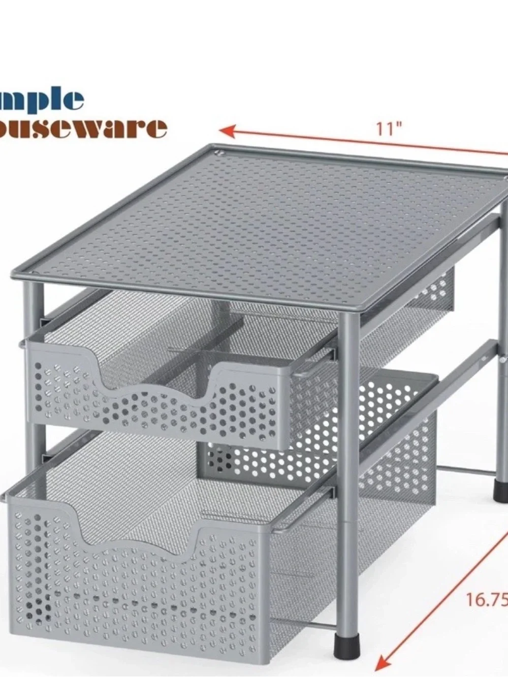 Simple Houseware Metal Mesh Desktop Organizer with 2 Sliding Drawers